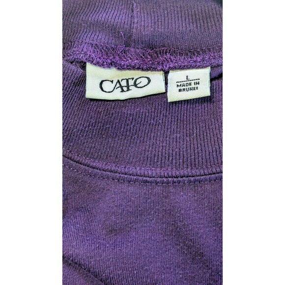 Cato Knit Top Women Size Large Purple Cotton Blend Crew Neck Long Sleeve - Picture 3 of 5